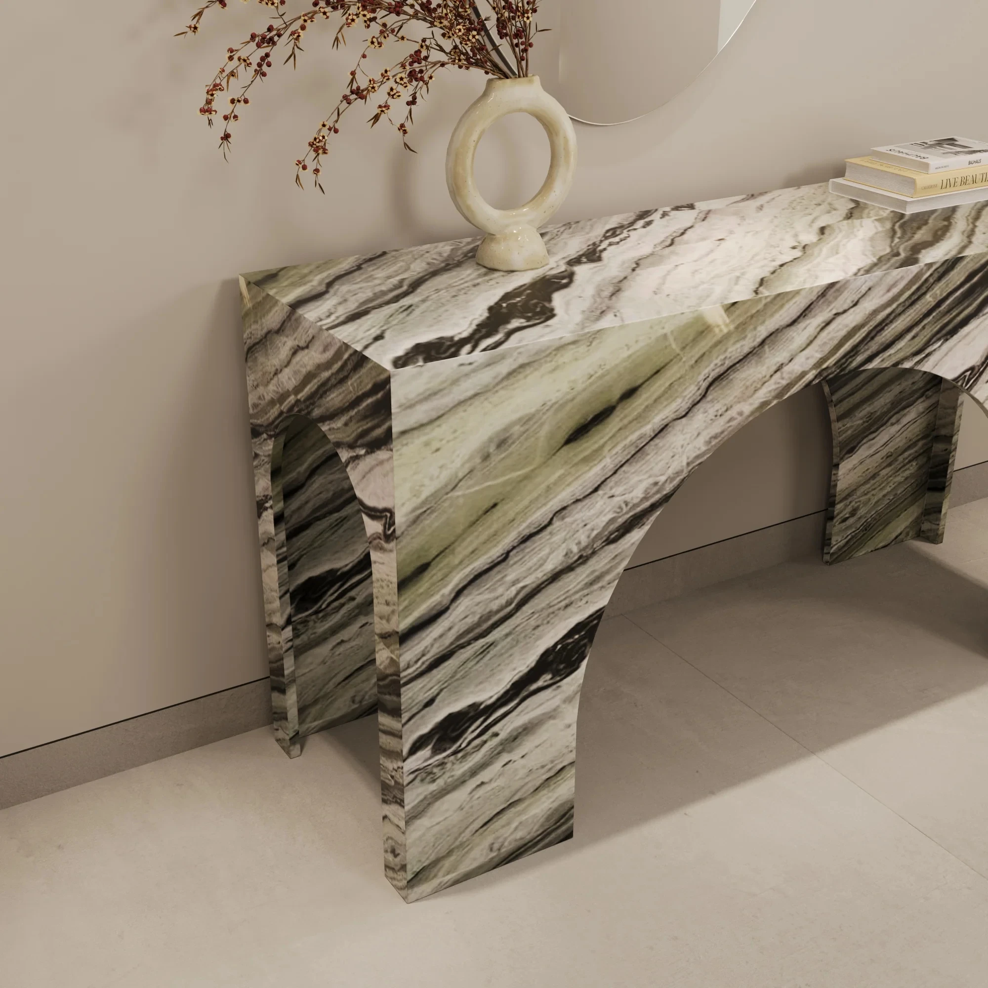 &d FURNITURE Stolik konsolowy z marmuru Shangrila Green