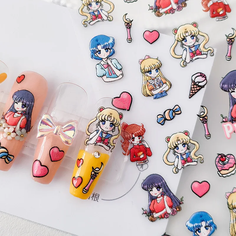 1 Stück Neue 5D Sailor Moon Nagelaufkleber Tsukino Usagi Luna Selbstklebende Nagelkunst-Accessoires Kawaii Mizuno Ami Nagelteile – Detail 10