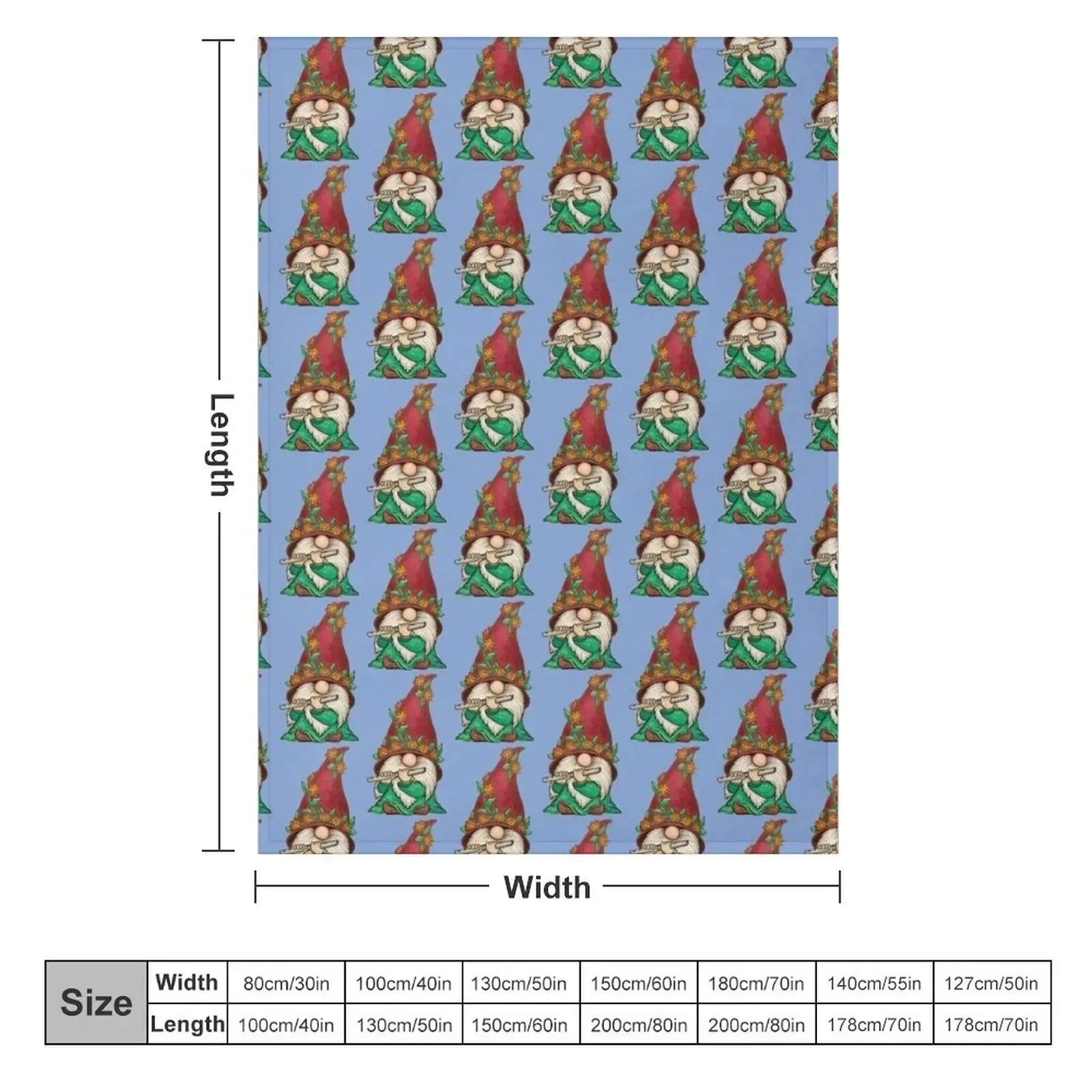Gnome playing the Flute Throw Blanket couch cozy soft plush fuzzy picnic outdoor blanket