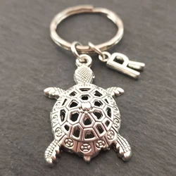 A-Z Initial Letter Tortoise Turtle DIY Keyring For Best Friend Couple Boyfriend Girlfriend Gift Men Women Fashion Keychain