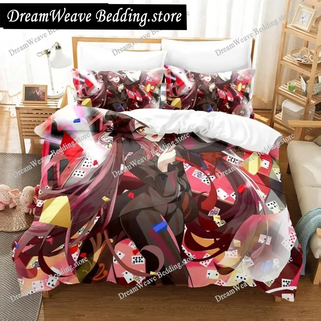 

Hu Tao Genshin Impact Bedding Set Cartoon Anime Duvet Cover Set King Twin Double Single Comforter Cover Set for Home Decor