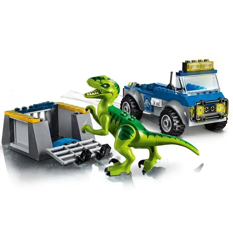 Compatible MOC Sets Jurassic Series Building Blocks Raptor Rescue Truck Car Children's Dinosaur World Park Toys Assembling Gift