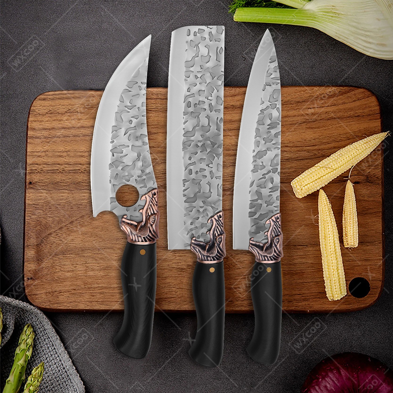 

WXCOO Kitchen Knives Set Stainless Steel Meat Chopping Cleaver Fish Vegetables Slicing Butcher Knife Japanese Chef Knife