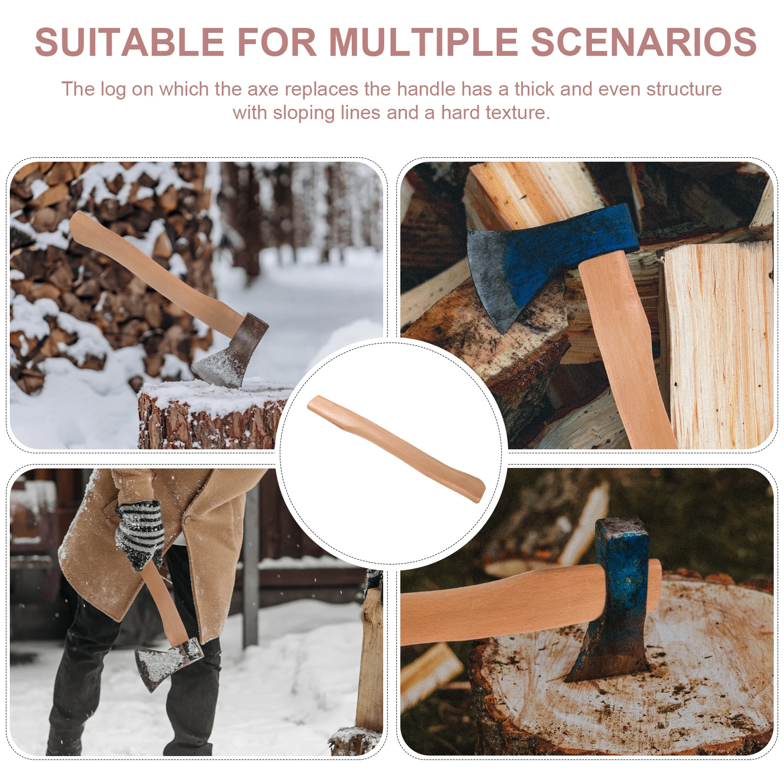 

Wooden Axe Handle Replacement Durable Stainless Steel Hatchet Handle Easy Install Camping Woodworking Accessories