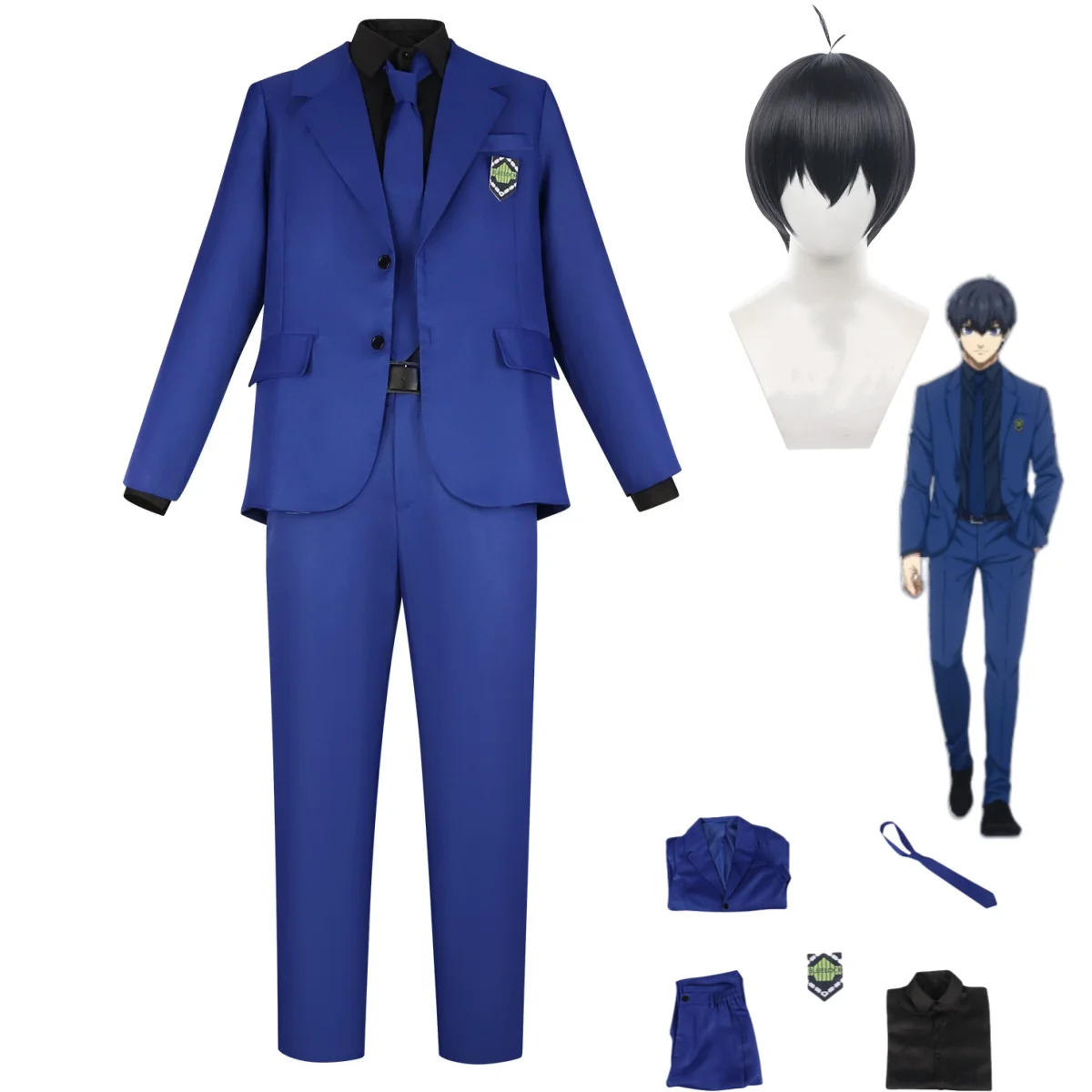 Аниме Blue Lock Isagi Yoichi Bachira Meguru Косплей Костюм Синий Костюм Для Отдыха Униформа Пальто Парик Мужской Бал в маске Карнавальный Костюм