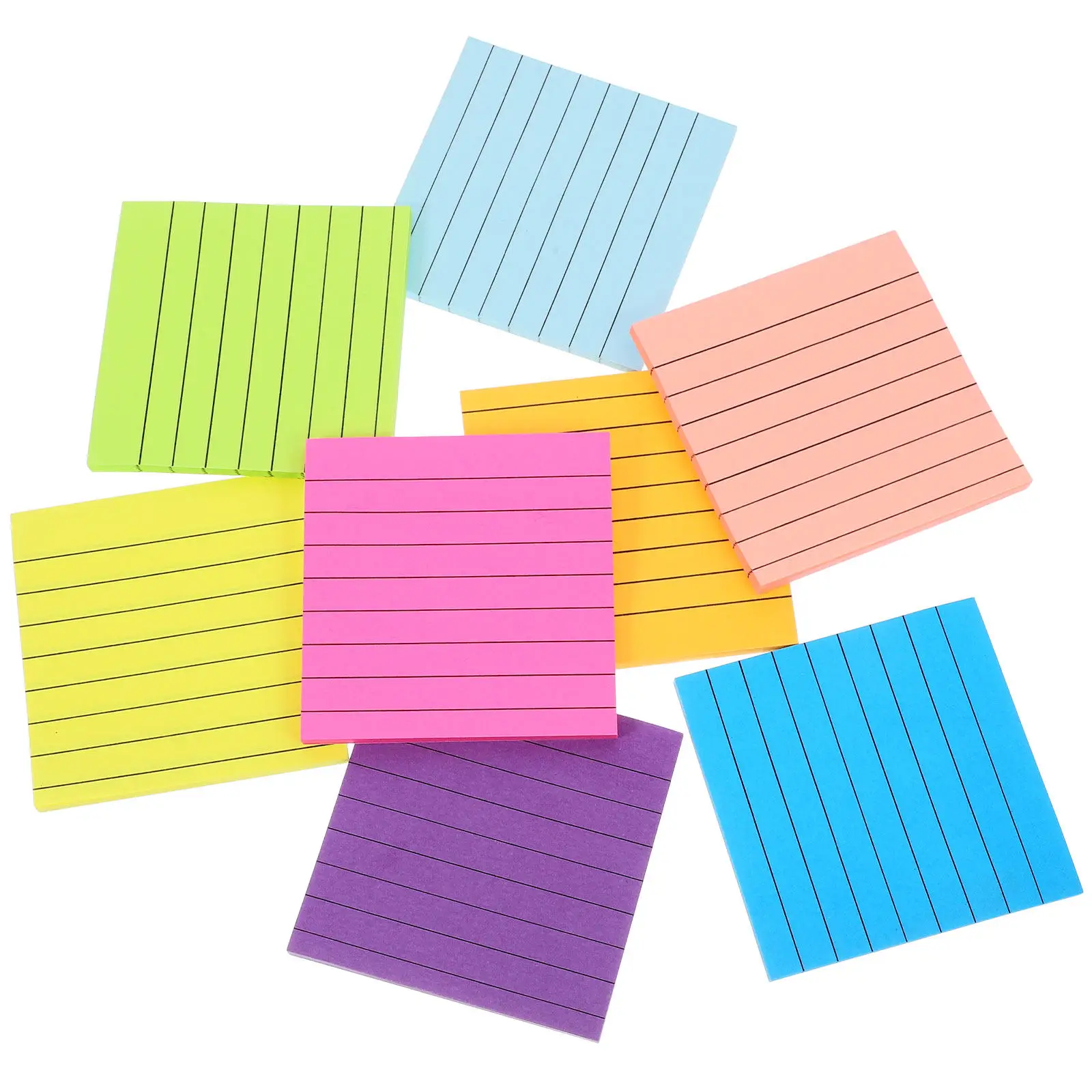 8Pcs Fluorescent Small Reusable Memo Stickers Thick Paper Smooth Writing Perfect for School Office Home