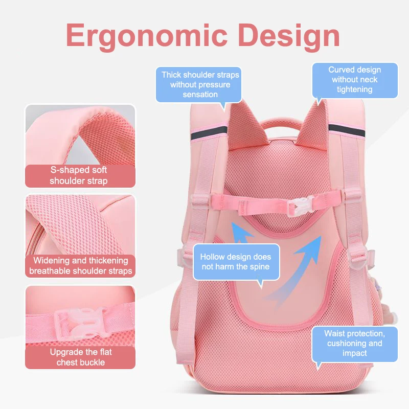 Cartoon Leuke Lichtgewicht Rugzak Basisschool Kinderen Rugzak Grote Capaciteit Wervelkolombescherming Waterdichte Rugzak Geschenken