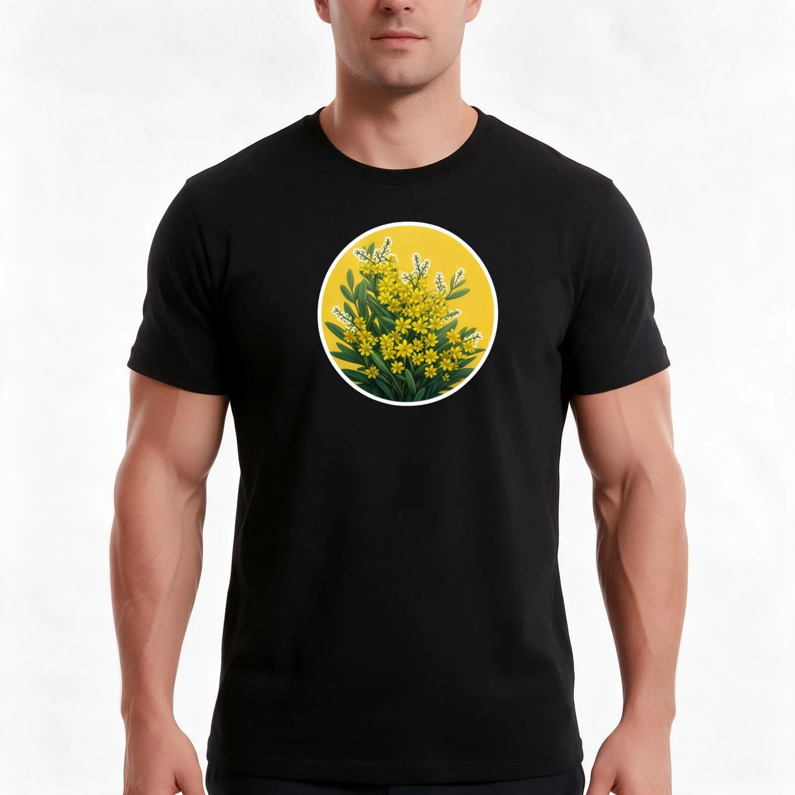 Australian Golden Wattle Flower T-Shirt Summer Casual Cotton Tee Oversized Streetwear Tops Vintage Graphic Print 100% Cotton