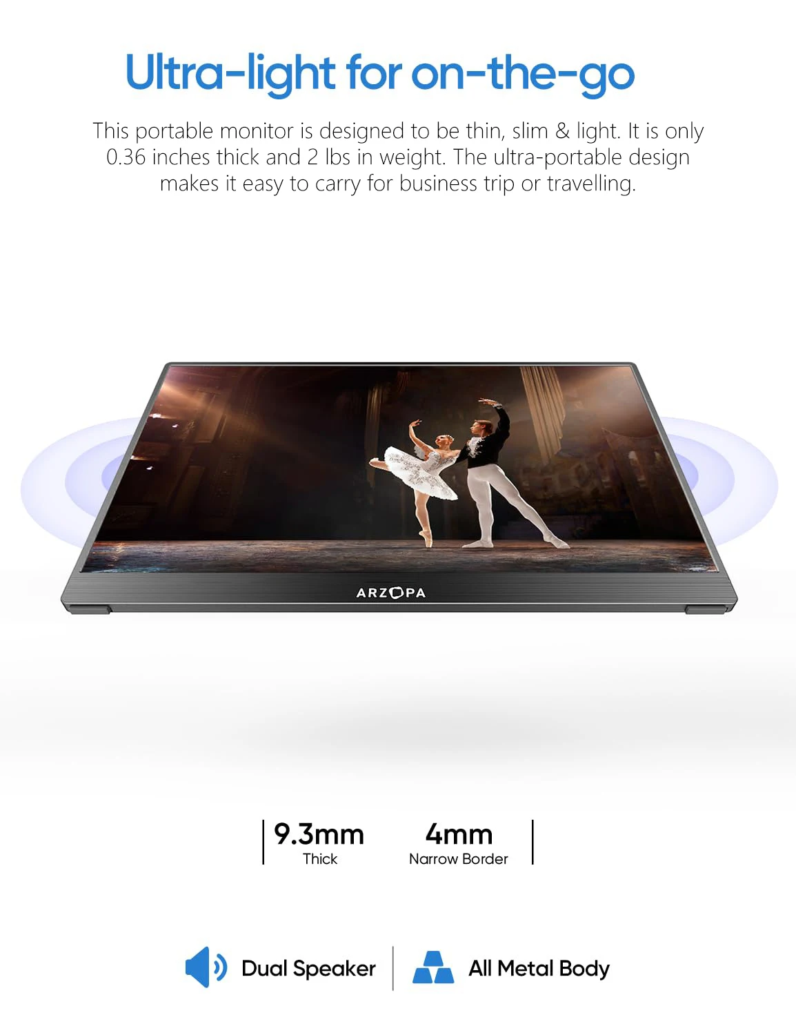 Arzopa A1T Touchscreen 15.6 Inch 1080P Portable Monitors for Laptops Mobile Phones Usb c Display Portable Monitor