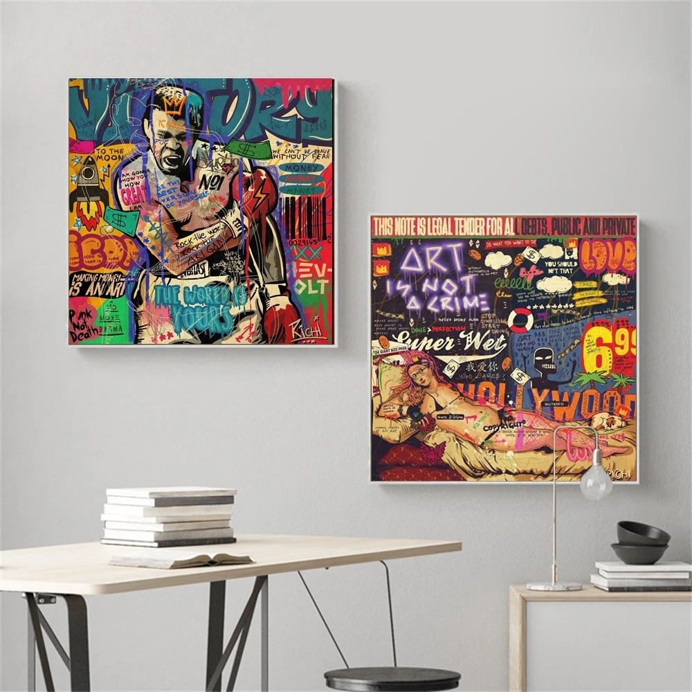 

Graffiti Wall Art Poster Boxing King Graffiti Street Art Poster Pop Street Artwork Canvas Painting Print Porch Living Room Decor