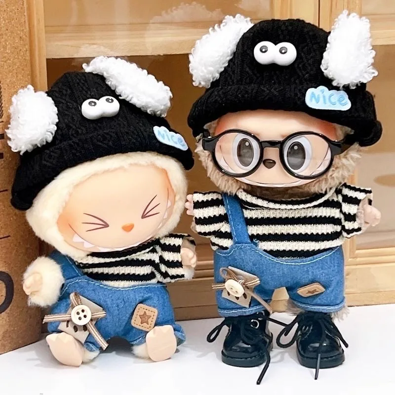 

Mini V1 V2 Labubu Doll'S Clothes Outfit Accessories For Korea Kpop Exo 17cm Labubu Idol Striped Sweater Overalls Clothing