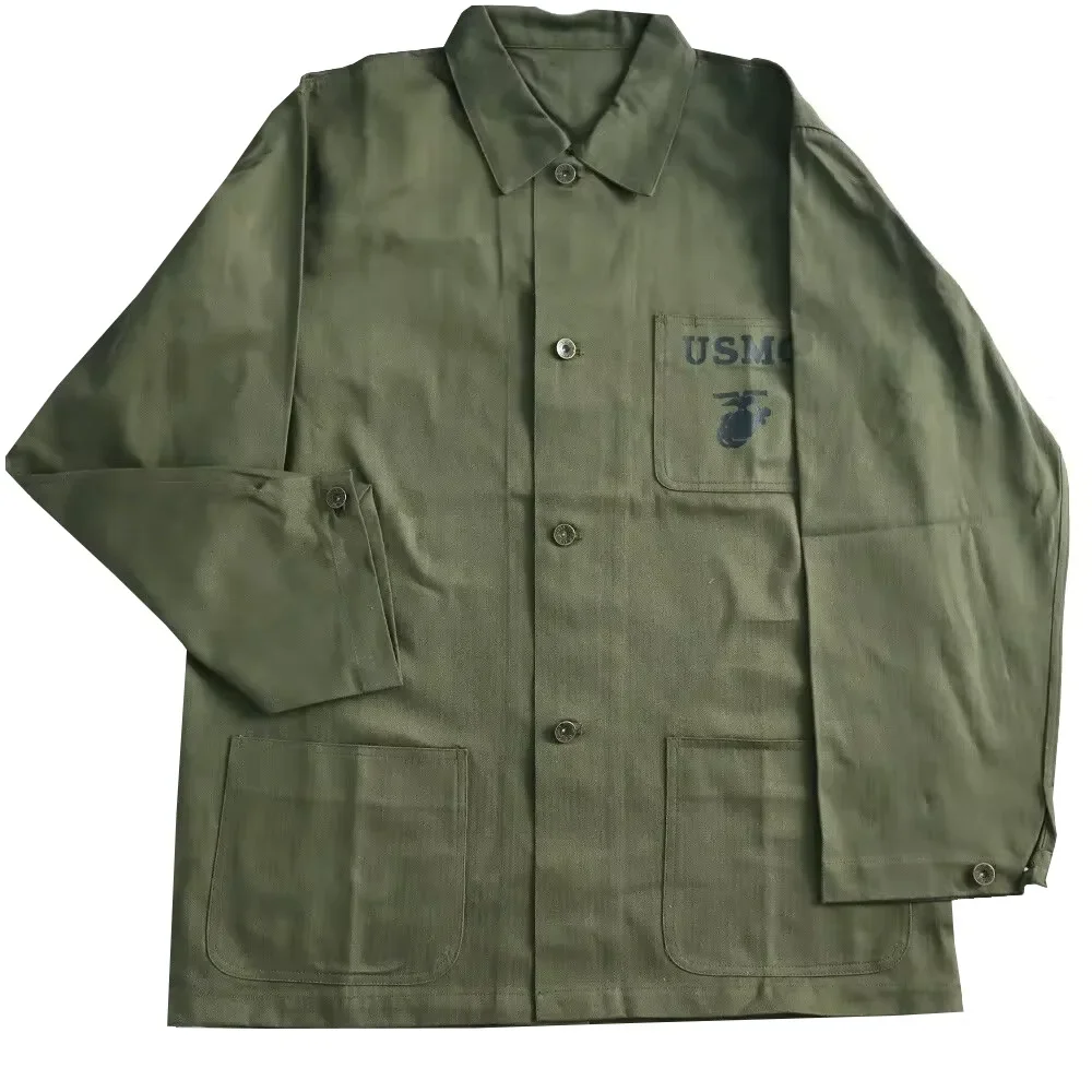 WW2 US Uniform HBT Soldier USMC Navy Jacket Marine Corps Jacket for Men Casual Coat Replica Running Coat WW2 Jacket