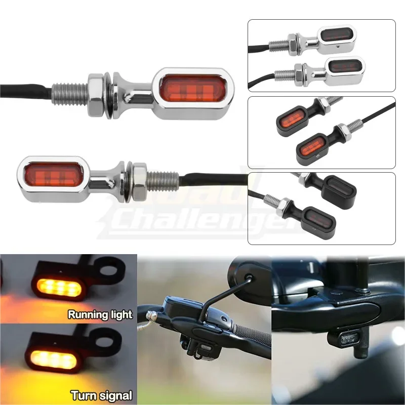 

2XMotorcycle Rear Mini LED Turn Signal Light Running Indicator Lamp For Harley Sportster XL Bobber Chopper Cafe Racer