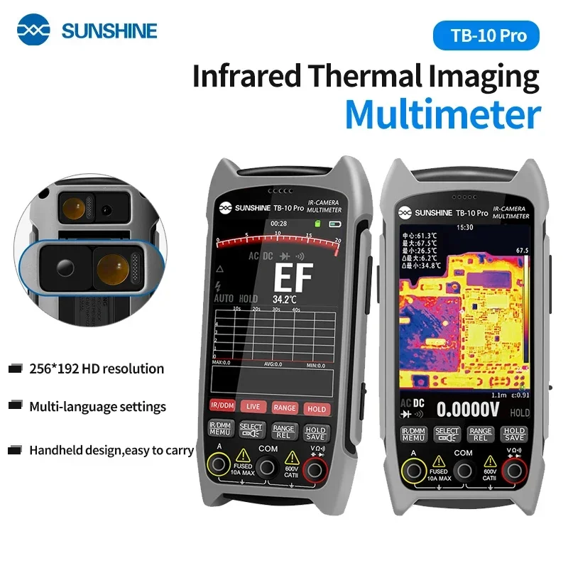 

SUNSHINE TB-10 Pro 256*192 2 in 1 Thermal Imaging Digital Multimeter for Mobile Phone Repair PCB Current Voltage Detection Tool