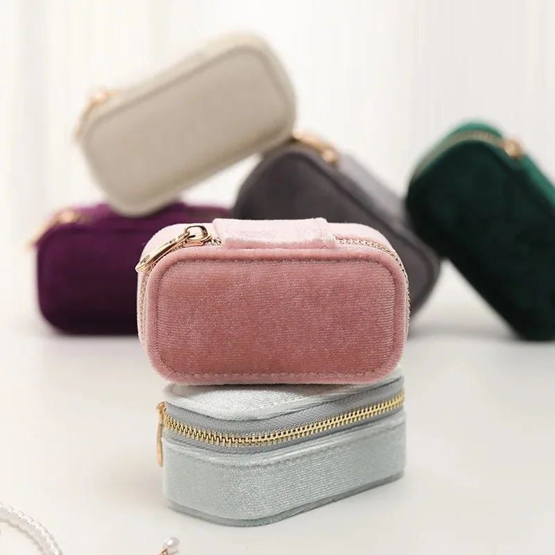 Portable Small Jewelry Organizer Display Ring Earring Travel Simple Mini Gift Case Boxes Earring Necklace Holder Accessories