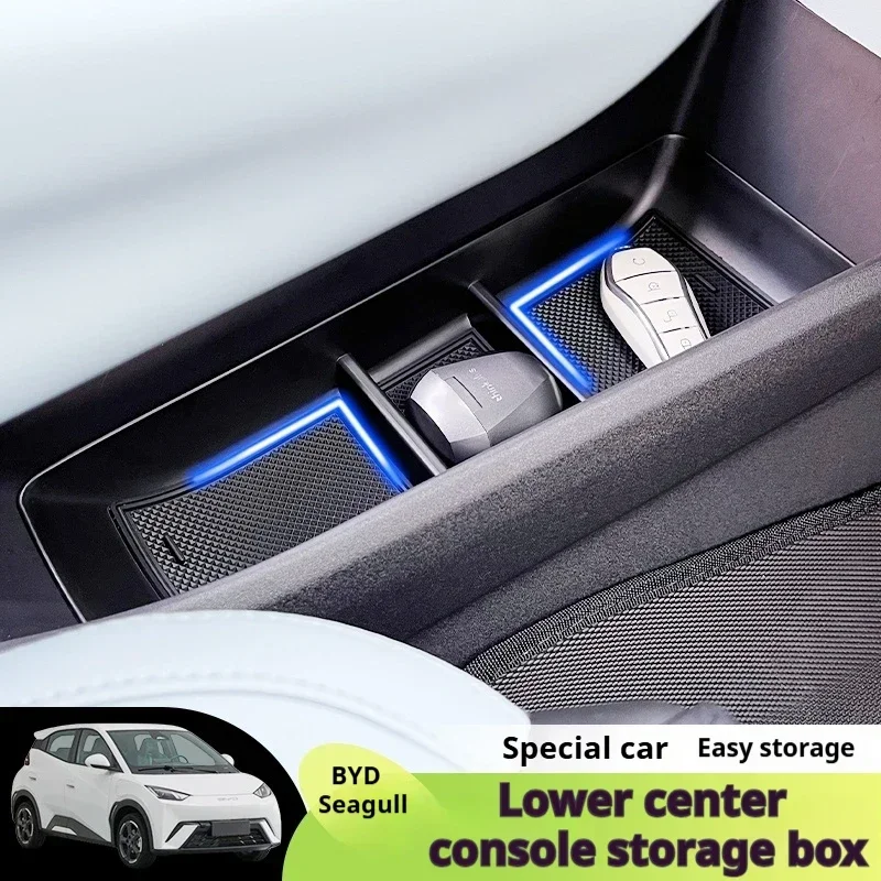 For BYD Seagull Water Cup Holder Wireless charging anti-slip mat under-center storage box Armrest panel Car Interior Accessories