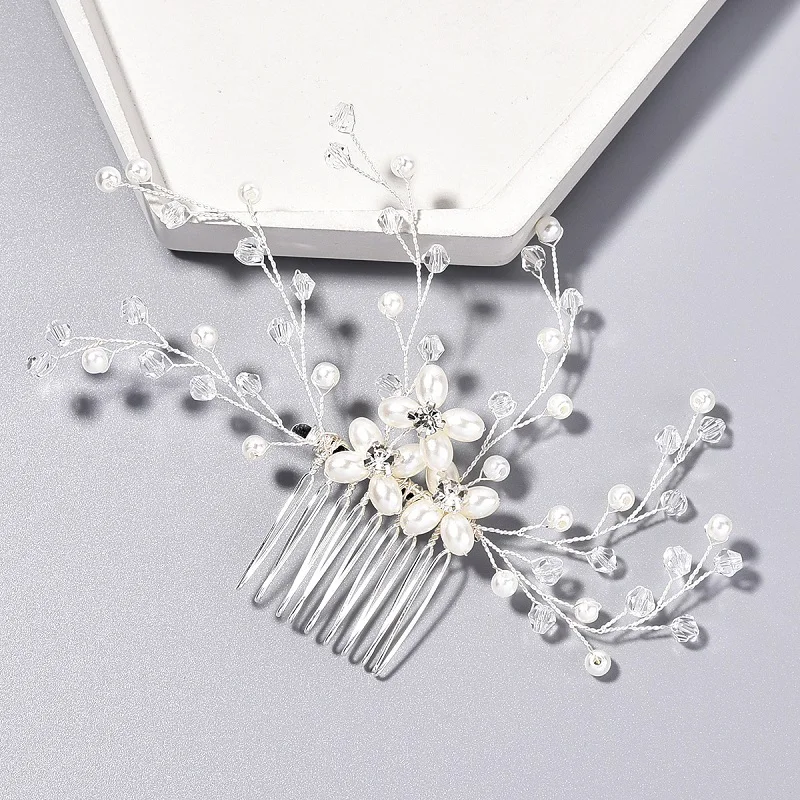 

Simple Elegant Imitation Pearl Gold Hair Comb Bride Headdress Flower Female Jewelry Wedding Prom Party Accessories Hair Ornament
