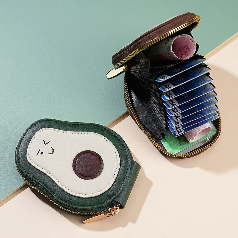New Cute Avocado Card Holder, 11-Card Slot Exquisite Fashionable Storage Pouch