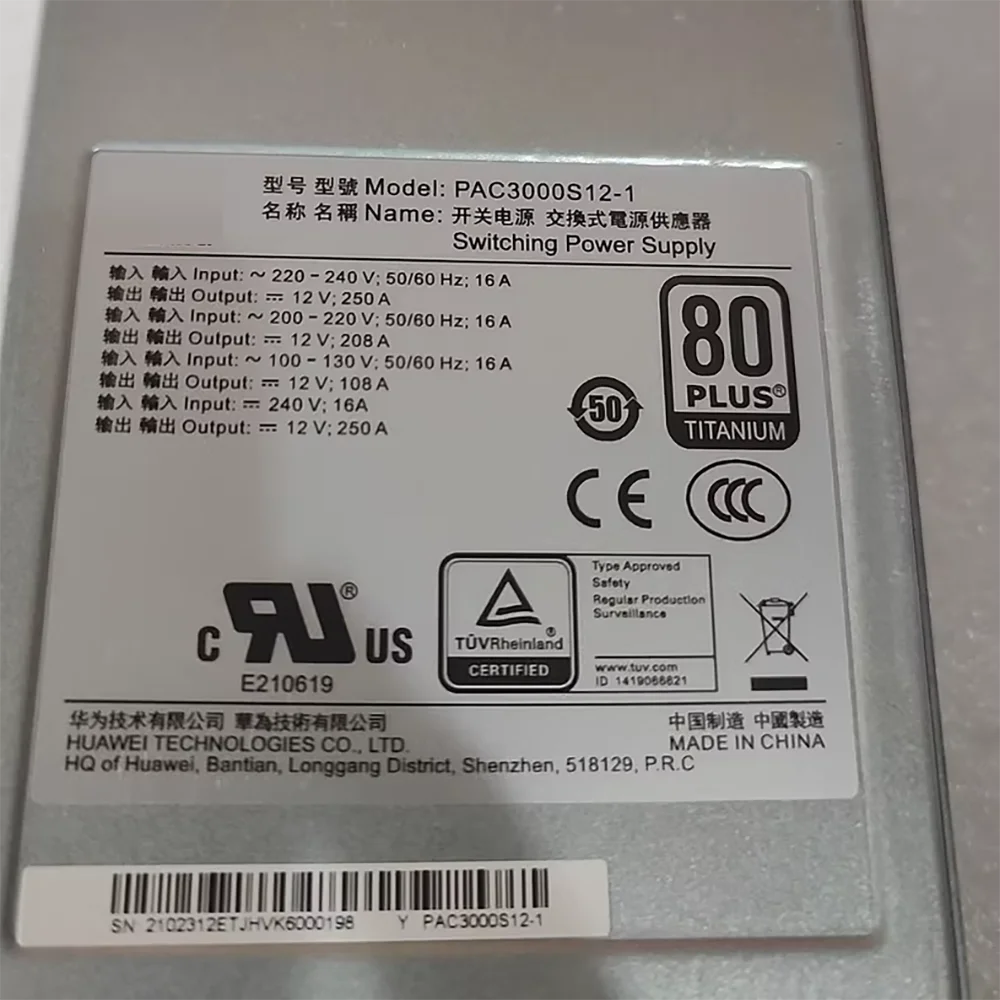 Original para huawei PAC3000S12-1 servidor de titânio silencioso módulo fonte alimentação comutação alta potência 3000w