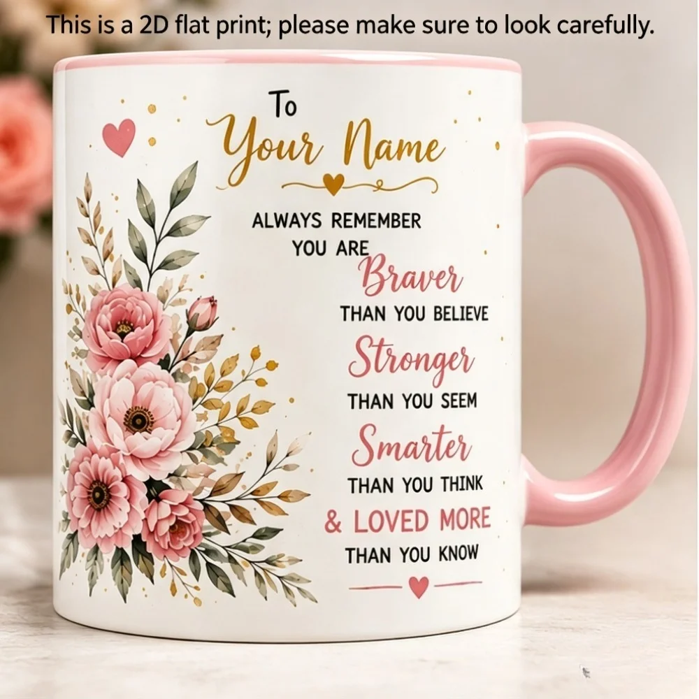 Custom Name 2D Print Coffee Mug Personalized Ceramic Cup Gift for Friends Lovers Birthday Holiday Present