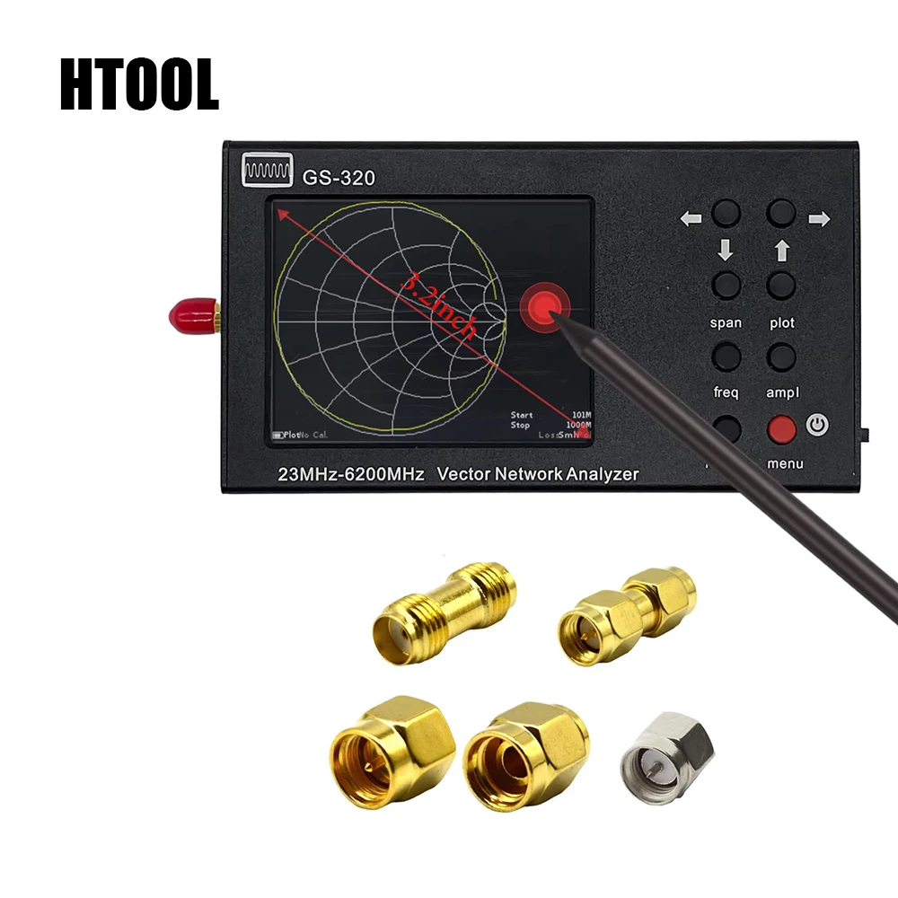 HTOOL GS320 Vector Network Analyzer 6GHz RF Antenna Measuring Voltage Standing Wave Ratio Calibrator Kit Short/Open/50Ω Load