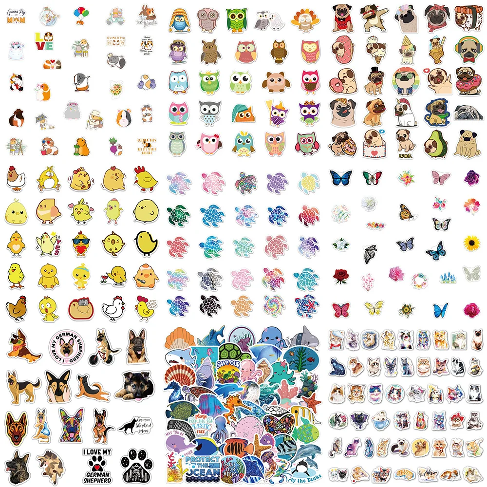 10/30/50PCS Cartoon Small Animals Stickers Series Creative Cute Pug Graffiti Notebook Helmet Phone Laptop Decoration Wholesale