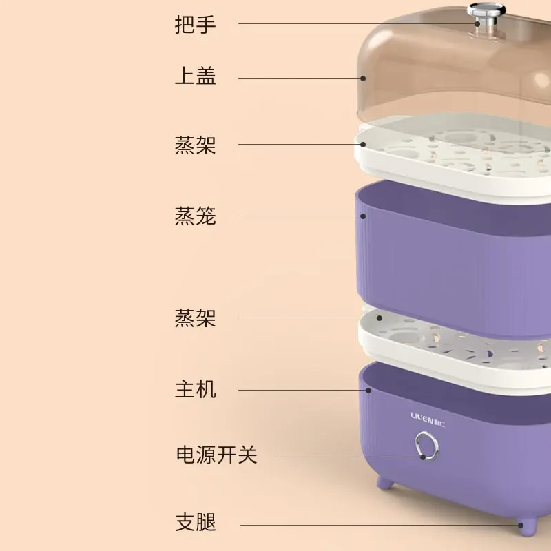 جهاز بخار وغلاية البيض المنزلي بقوة 220 فولت مع خاصية الإغلاق التلقائي، جهاز طهي البيض الصغير متعدد الوظائف لسهولة الإفطار