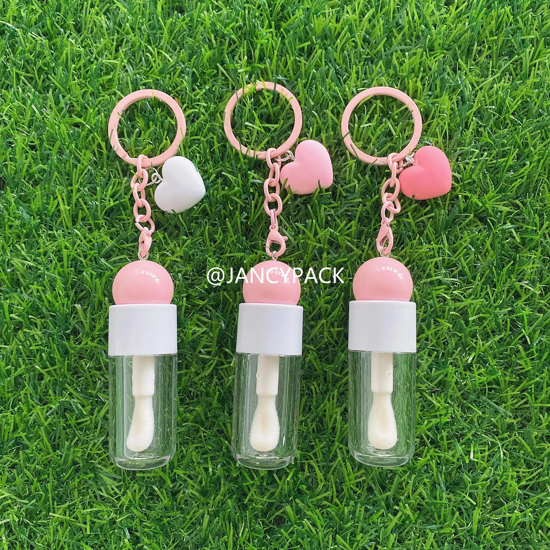 

10 шт., 4 мл, милые маленькие шариковые крышки, розовые, белые, пустые розовые тюбики для блеска для губ с брелоком, подвеска в виде сердца, круглый контейнер для помады для путешествий