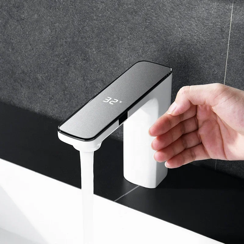 

Automatic water saver tap smart sensor faucet automatic led digital display faucet digital water bathroom faucet