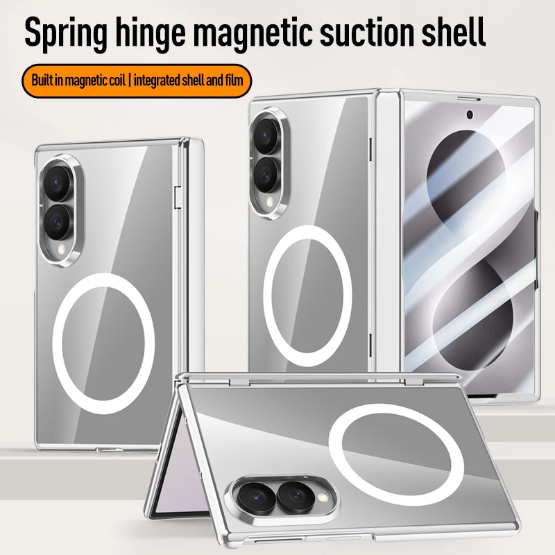 For Samsung Galaxy Z Fold8 Case Hard Transparent Middle hing Magnetic wireless charging Protective Back Cover For Z Fold 8 Ultra