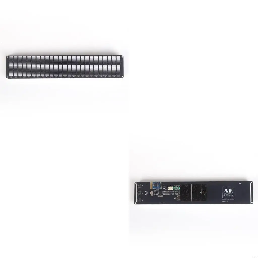 462E DIY Music Spectrum Board with Clock Light Window, Long LED Panel, Wireless Music Link and Pickup for Desk Speaker