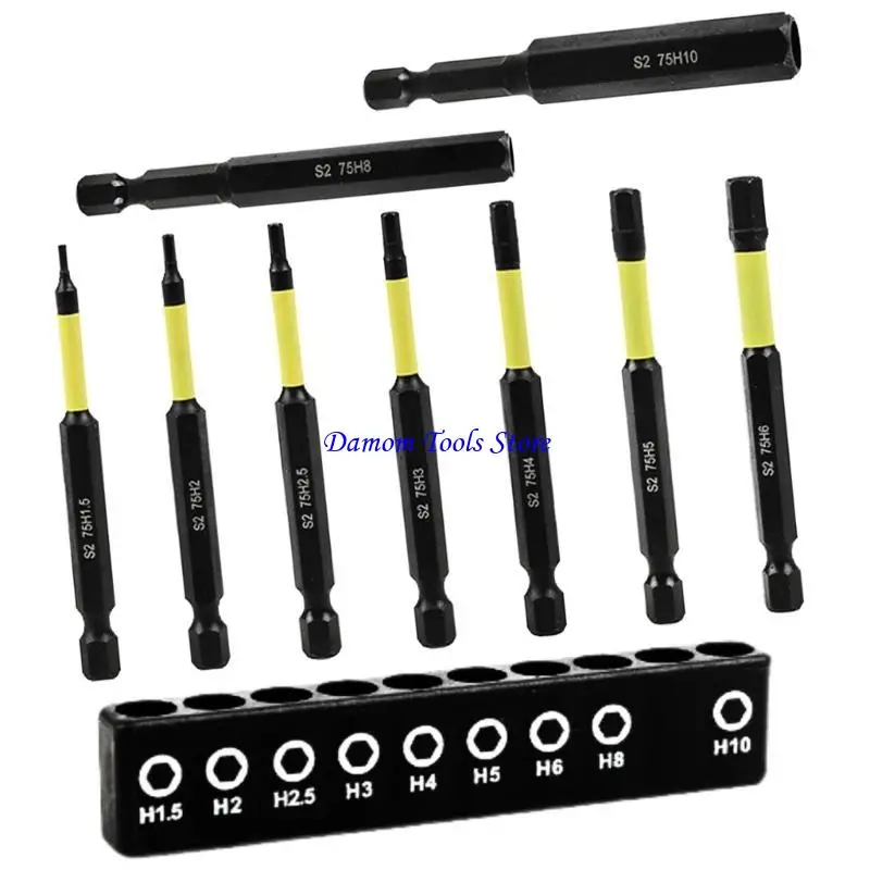 

57be 9pcs 1/4 "шестнадцатеричного хвостого гаечного гаечного шт.