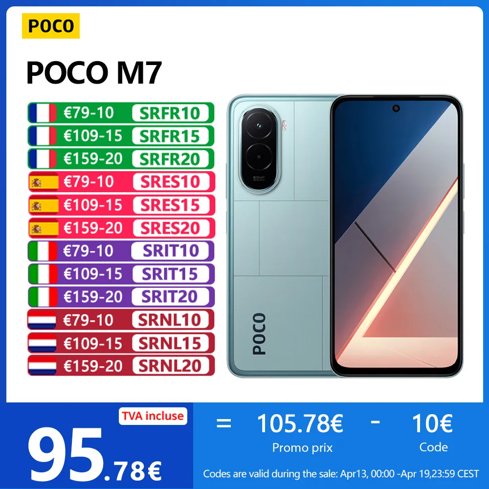 POCO M7, NFC, pantalla FHD DotDisplay de 6.9", 144 Hz, cámara de 50 MP, batería de 7000 mAh, IP64