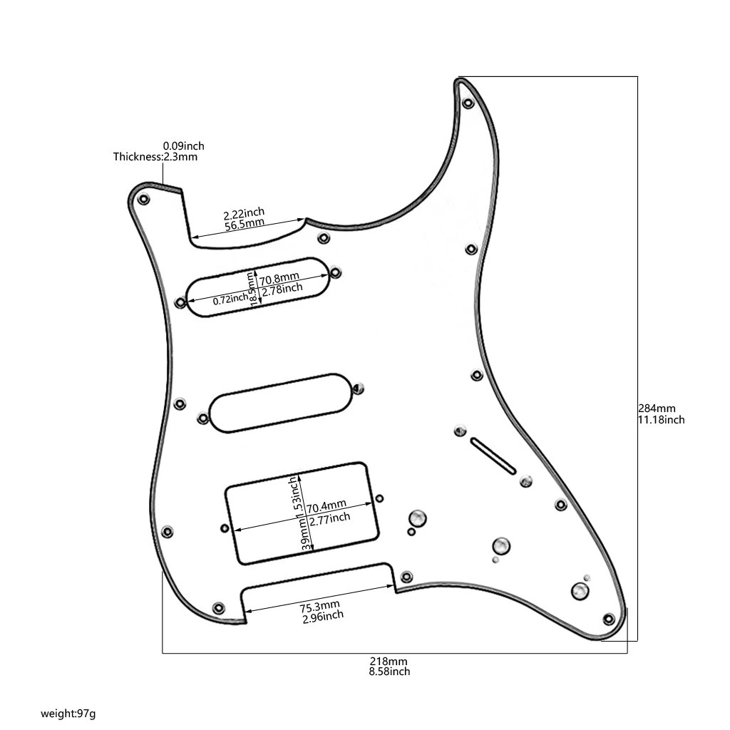 Black, yellow, and black11Hole SSH Guitar Pickguard Scratch Plate For ST Electric Guitars 3Ply guitar accessories