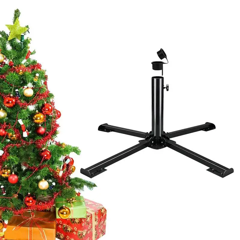 

Christmas Tree Stand Holder Foldable Black Metal Tree Base Bracket Indoor Outdoor Christmas Tree Support in the Living Room