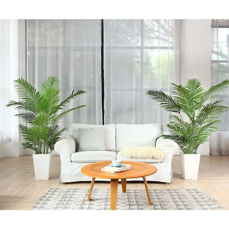 Imagem -04 - Palmeira Artificial Areca Árvore Falsa para Interior e Exterior Árvore Falsa de Pés com 17 Troncos Conjunto de 2