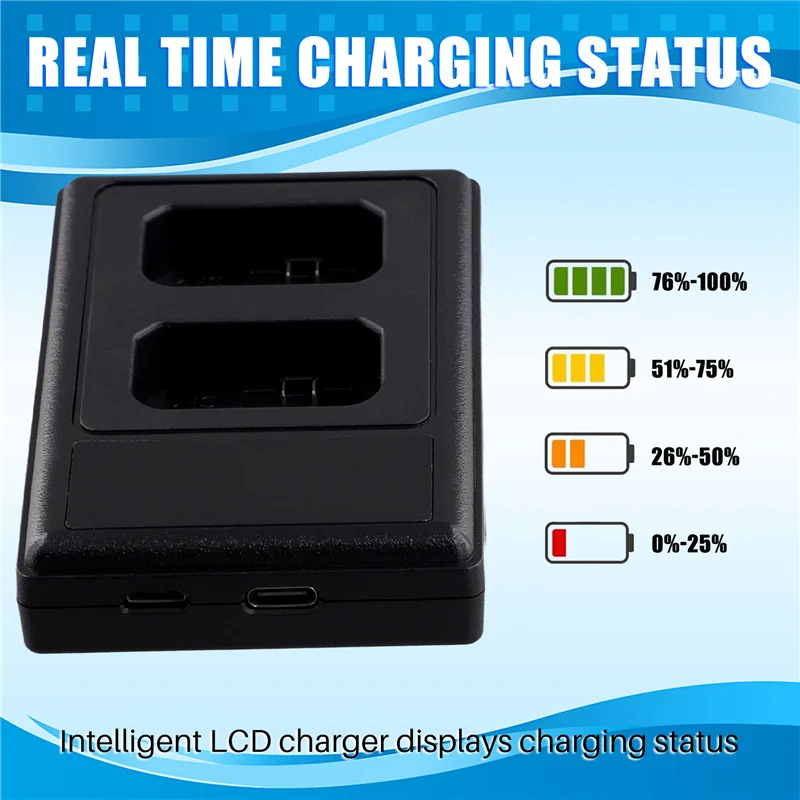 

FULL-USB LCD Dual Battery Charger For Sony Camera NP-FW50/BN1/BX1/FM50/FZ100/ Battery With Type-C Port Cable