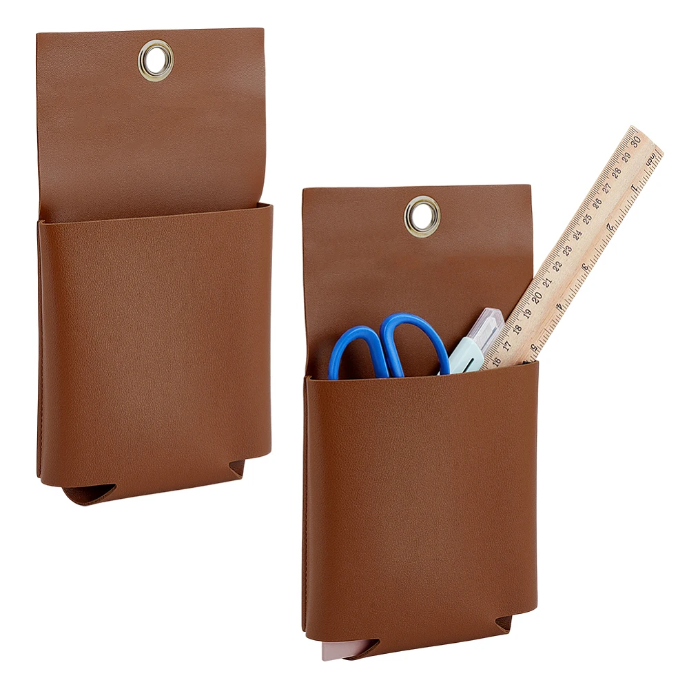 2Pcs PU Leather Wall-Mounted Hanging Bag Organizer Rectangle Wall Mounted Storage Stands Keys Cosmetics Hanging Storage Bags