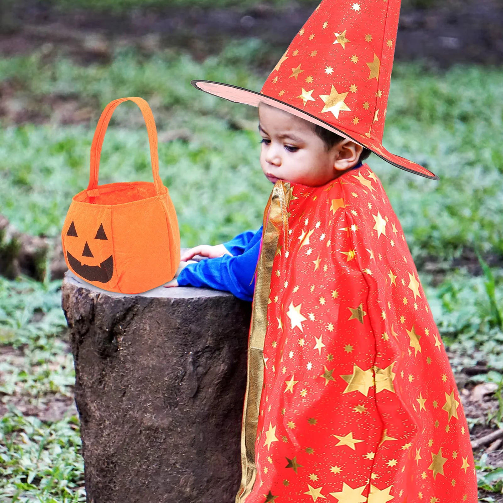 1Set Pompoen Thema Kids Cape Hoed Set Halloween Kostuum Cosplay Party Dress Up Kledij Kids Tool Set