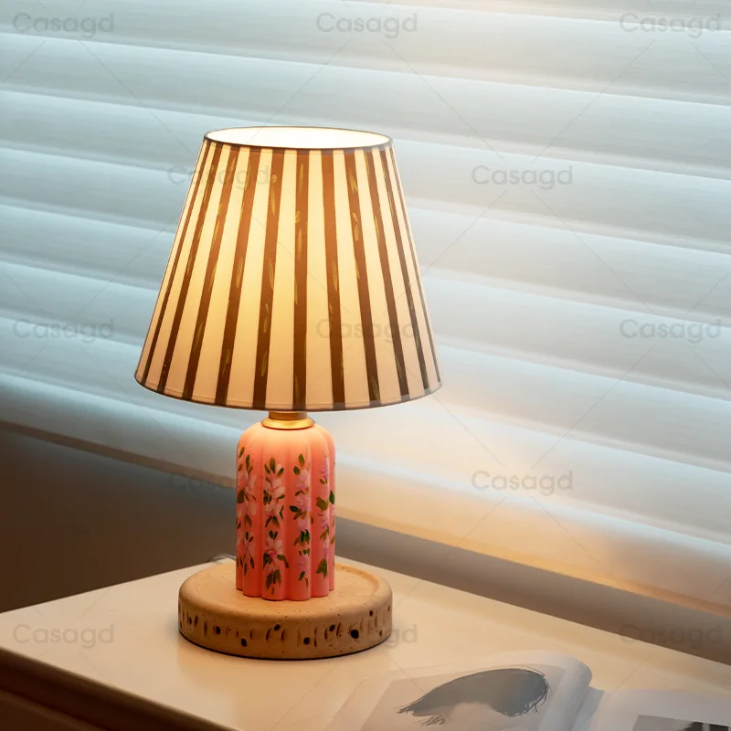 Floral Pattern Night Light for Bedroom Bedside, Modern Minimalist Table Lamp with Warm Glow, Creative Home Decor Accent