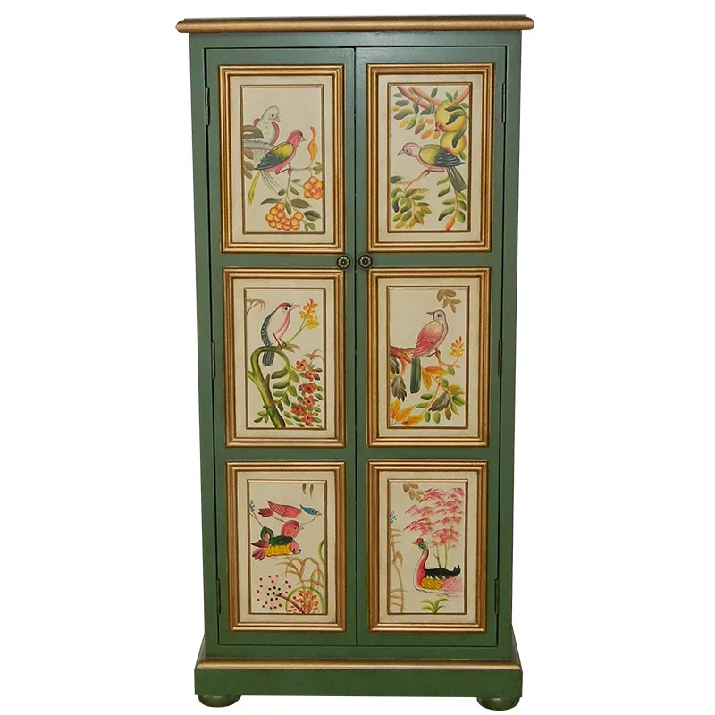 Mediterranean shoe cabinet small apartment entrance hall entrance cabinet living room storage antique painted decoration