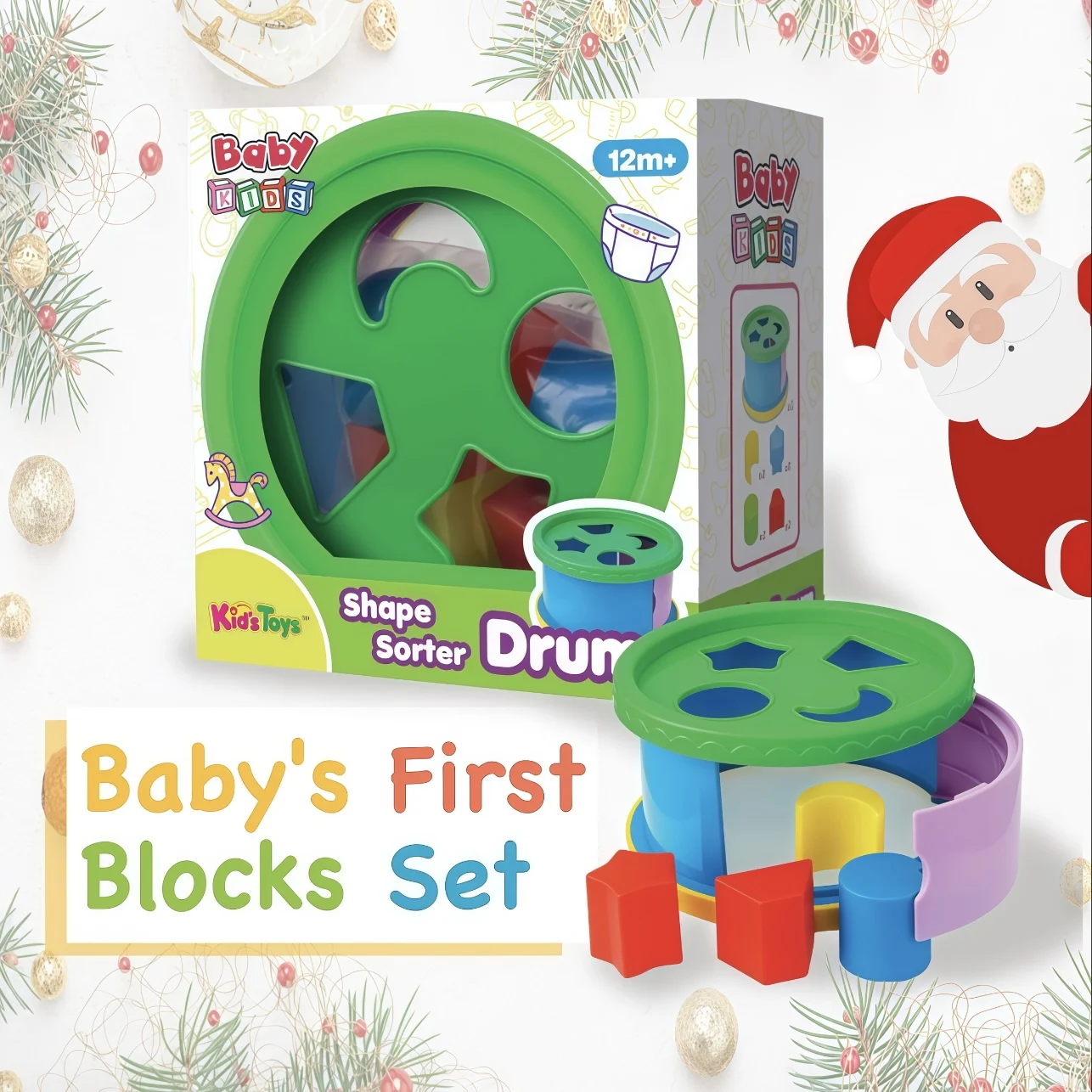 Toddler Fine Motor Skills Toys, First Blocks Set Of 8 Shapes For Sorting Play, Stacking Toy