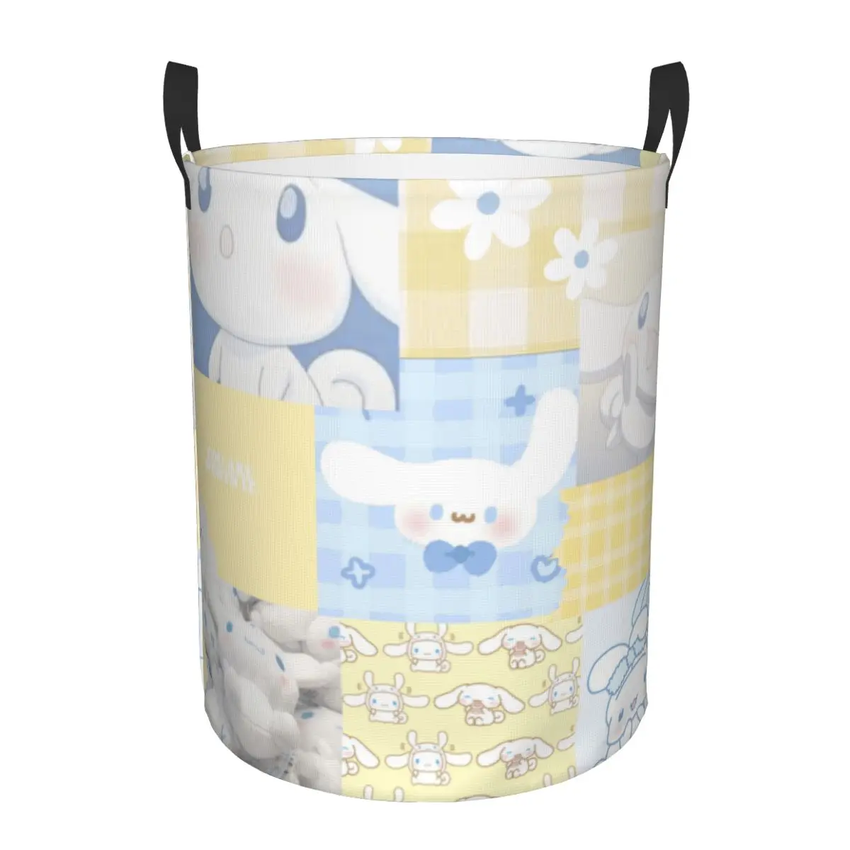 

Round Single-Layer Dirty Clothes Basket Cinnamoroll Space-Saving Laundry Hamper with Sturdy Handles for Easy Carrying