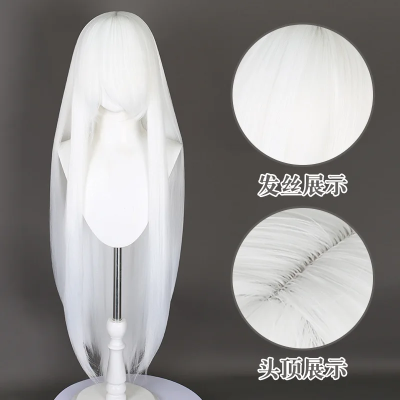 

Длинный белый синтетический парик 100 см с центральным пробором, пышный, с эффектом Cornwave, из термостойкого волокна, для аниме-косплея, костюмированных вечеринок и стайлинга