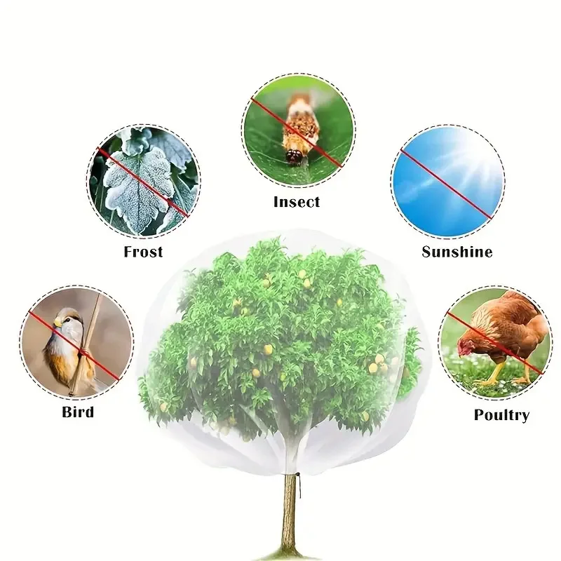 Zip Drawstring Plant Insect Screen Cover Pest Control Plant Protection Fruit Tree Protective Netting Lightweight Mesh 120x180cm