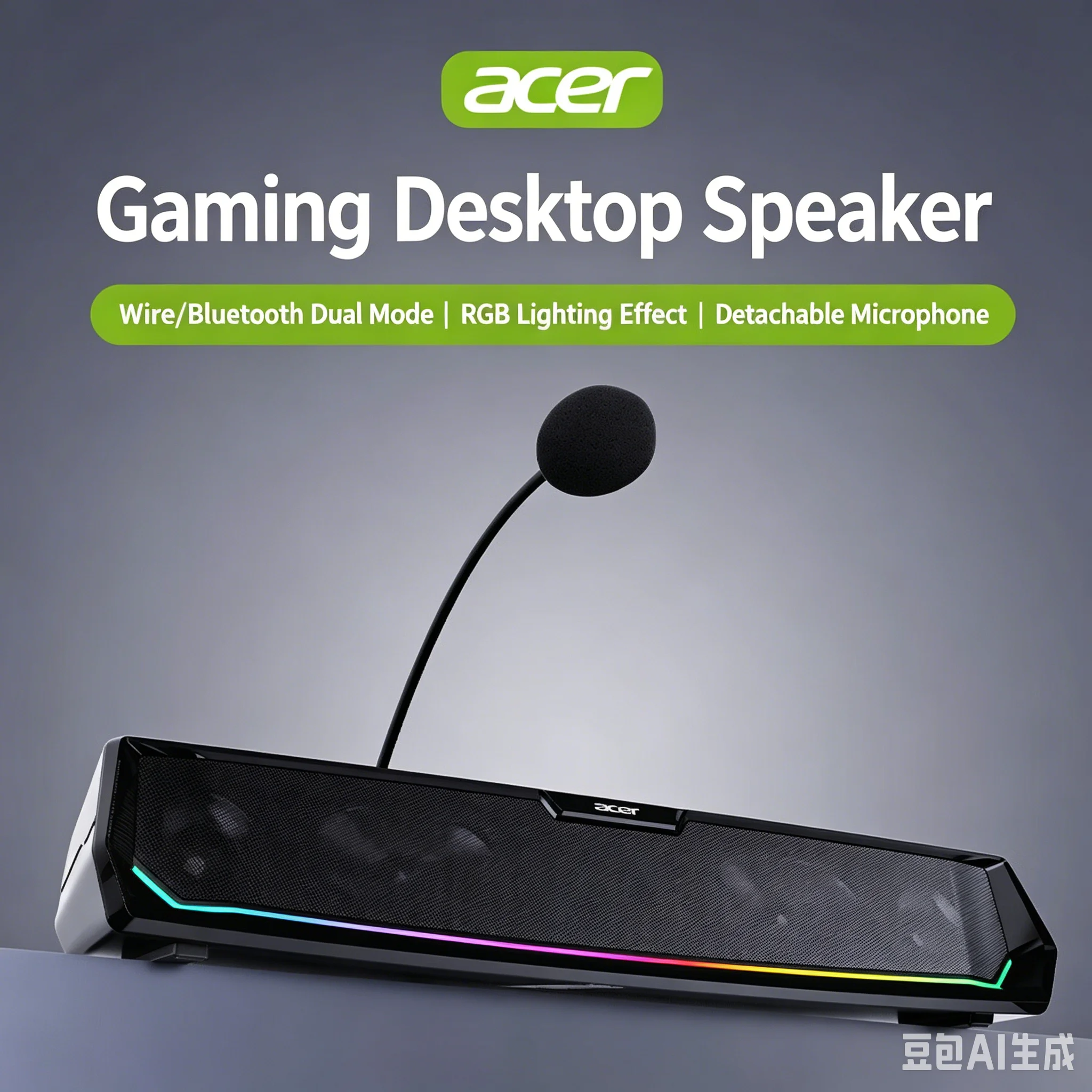

OSK256 RGB Gaming Soundbar Speaker,Dynamic LED Light Modes, Compact Desk-Friendly Design,Bluetooth & USB with Mic for PC Gaming