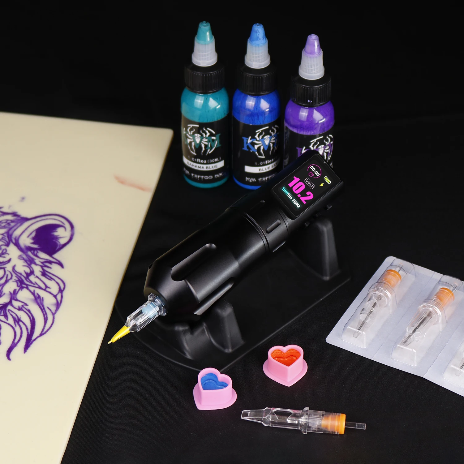 Silicone Tattoo Pen Holder Dual Slot Tattoo Machine Stand Non Slip Tattoo Pen Rest For Tattoo Workstation Tattoo Artist Supplies