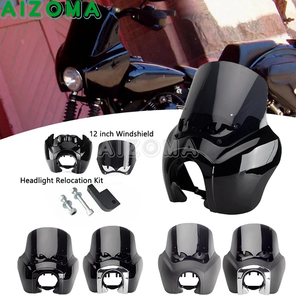 

Motorcycle Front Windshield Cowl Headlamp Windscreen Fairing For Harley Dyna Super Glide FXD FXDC Low Rider FXDL Street Bob FXDB