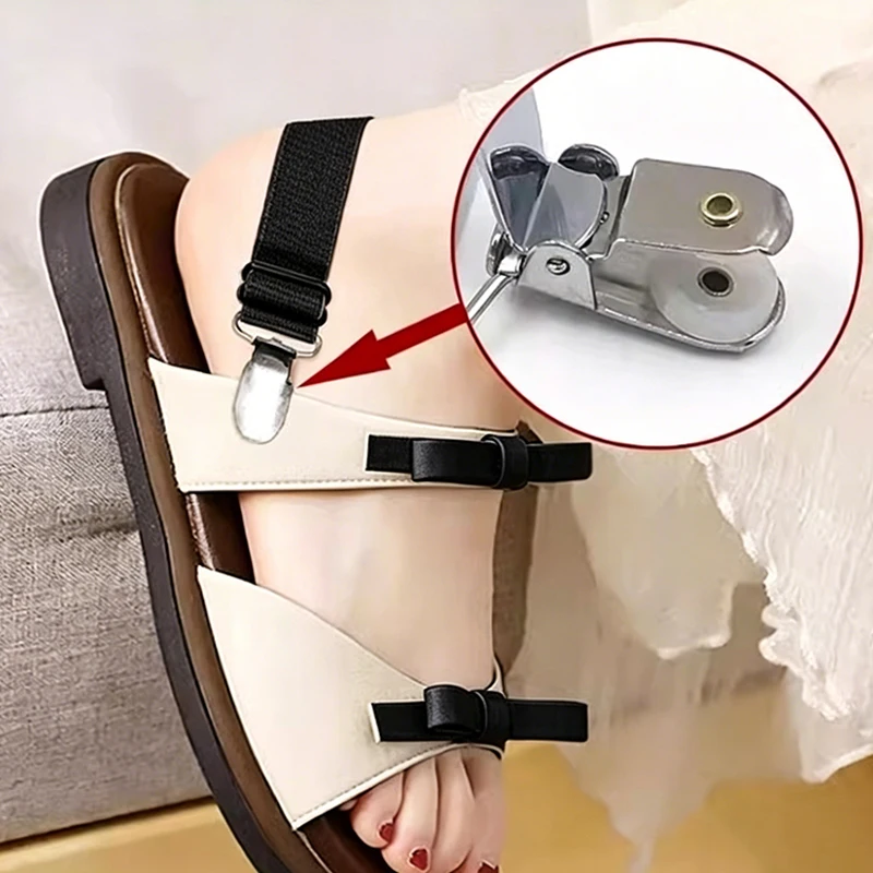 Verstellbare elastische Fersenriemen für Slipper, rutschfeste Schuhbänder für Sandalen, kein mehr Fersenrutschen, vielseitig einsetzbare Hosenclips und Stiefelriemen – Detail 5