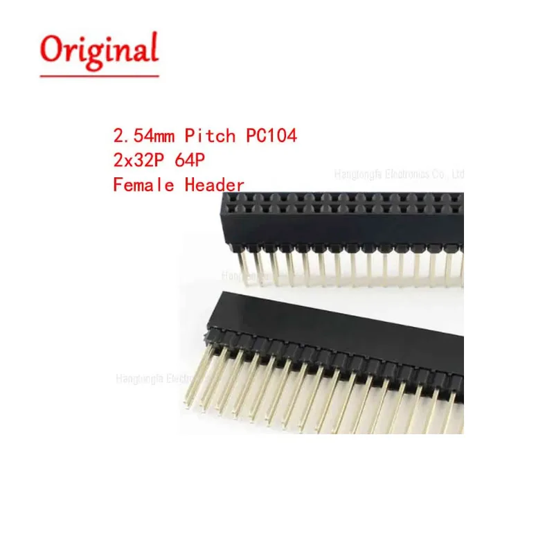 5pcs/lots 2.54mm Pitch PC104 2x32 64 Long Pin Female Header Strip Straight Double Row Plug Socket Connector 64P PH8.3